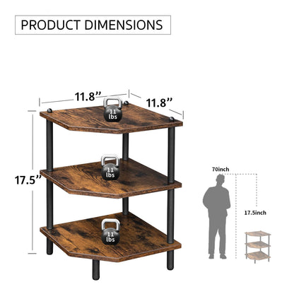 Desktop Corner Stand Shelf for Storage,3 Tier Corner Shelf Organizer,Rustic Brown Rack for Small Spaces,Home Office,Kitchen,Bathroom