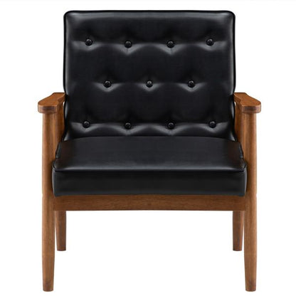 (75 x 69 x 84)cm Retro Modern Wooden Single Chair,Black PU