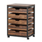 MonoWood 5-Drawer File Cabinet, Wood Mobile Storage Drawer Unit, Industrial Office Cabinet with Drawers & Wheels