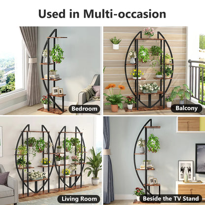 MonoWood 5-Tier Plant Stand Pack of 2, Multi-Purpose Curved Display Shelf Bonsai Flower Plant Stand Rack for Indoor Garden