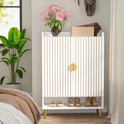 MonoWood 6-Tier Shoe Cabinet with Doors, Wooden Shoe Storage Cabinet with Adjustable Shelves for Entryway, Hallway, Bedroom