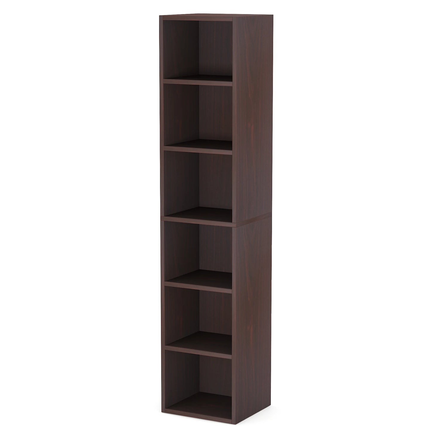 MonoWood 70.9 Inch Tall Narrow Bookcase, Modern White Corner Bookcase with Storage, 6 Tier Cube Display Shelves