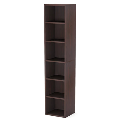 MonoWood 70.9 Inch Tall Narrow Bookcase, Modern White Corner Bookcase with Storage, 6 Tier Cube Display Shelves