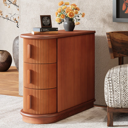 MonoWood Solid Wood End Table, 3-Drawer Modern Sofa Side Table, No Assembly Required, Narrow Chair Side Table Slim Nightstand