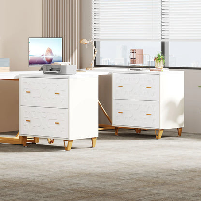 MonoWood 2-Drawer Lateral File Cabinet, Modern White Filing Cabinet for Legal/Letter/A4 Size, Large Storage Filing Cabinet