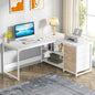 MonoWood L Shaped Computer Desk with Storage Drawers, 59 inch Corner Desk with Shelves, Reversible L-Shaped Office Desk