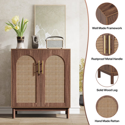 MonoWood Set of 2 Rattan Sideboard Buffet Cabinet with Storage, 59 Inch Accent Cabinet with Doors, Storage Cabinet for Dining