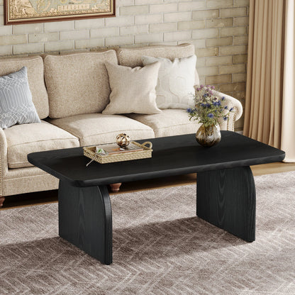 MonoWood Farmhouse Rectangular Coffee Table, 47.24-Inch Engineered Wood Center Cocktail Tea Table with Sturdy Base