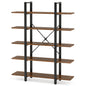 MonoWood 5-Tier Bookshelf, Vintage Industrial Style Bookcase 72 H x 12 W x 47L Inches, Retro Brown