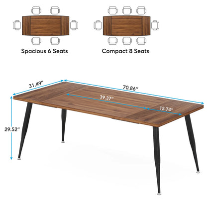 MonoWood 6FT Conference Table, Rectangular Meeting Room Tables, Modern Industrial Seminar Table Boardroom Desk with Metal Legs