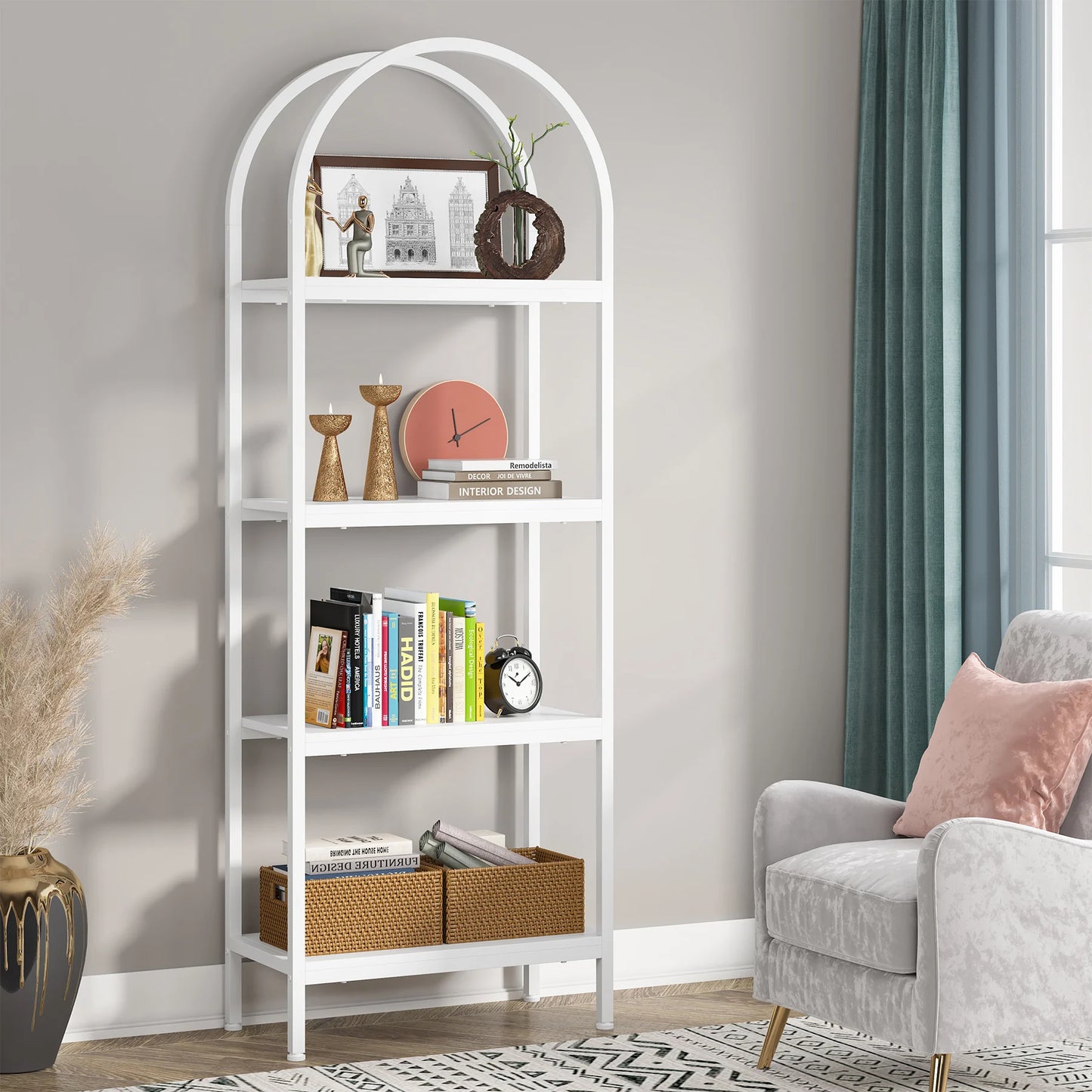 MonoWood 4-Tier Open Bookshelf, 70.8" Wood Bookcase Storage Shelves with Metal Frame, Freestanding Display Rack