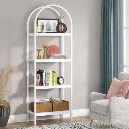MonoWood 4-Tier Open Bookshelf, 70.8" Wood Bookcase Storage Shelves with Metal Frame, Freestanding Display Rack