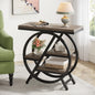 MonoWood End Table for Living Room, 3-Tier Narrow Side Table with Storage, Wood Sofa Side Table with Geometric Metal Frame