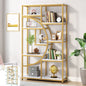 MonoWood Bookshelf 5 Tier Etagere Bookcase, Modern Gold Book Shelf Organizer Display Rack with 8 Open Storage Shelf