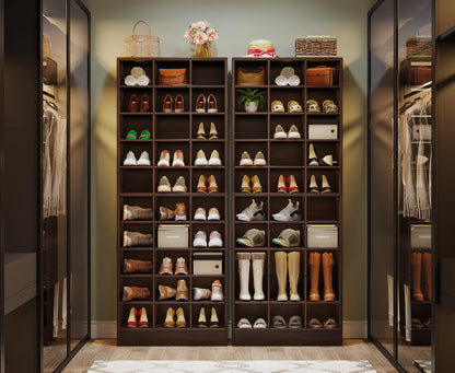 MonoWood 10-Tier Shoe Storage Cabinet, Wooden Shoe Rack with 30 Cubbies, Shoe Organizer Rack with Adjustable Partition