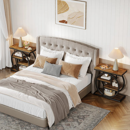 MonoWood End Table for Living Room, 4-Tier Narrow Side Table with Storage Shelves, Industrial Bedside Table for Bedroom