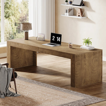 MonoWood 79-Inch Extra Long Desk, Two Person Double Desk for Home Office, Wooden Long Computer Desk Writing Table for Office