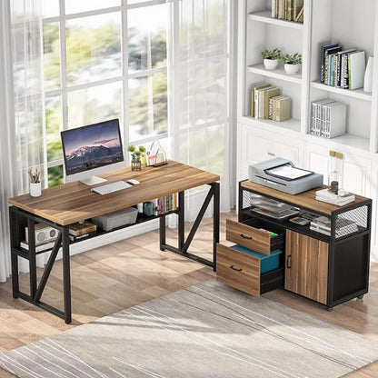 MonoWood Modern File Cabinet with Drawers for Letter-sized File and Door, Lockable lateral Filing Cabinet Printer Stand