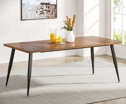 MonoWood Dining Table180x80x75cm, Spacious Rustic Industrial Table for 6-8 People, Sturdy Metal Legs & Modern Faux Wood