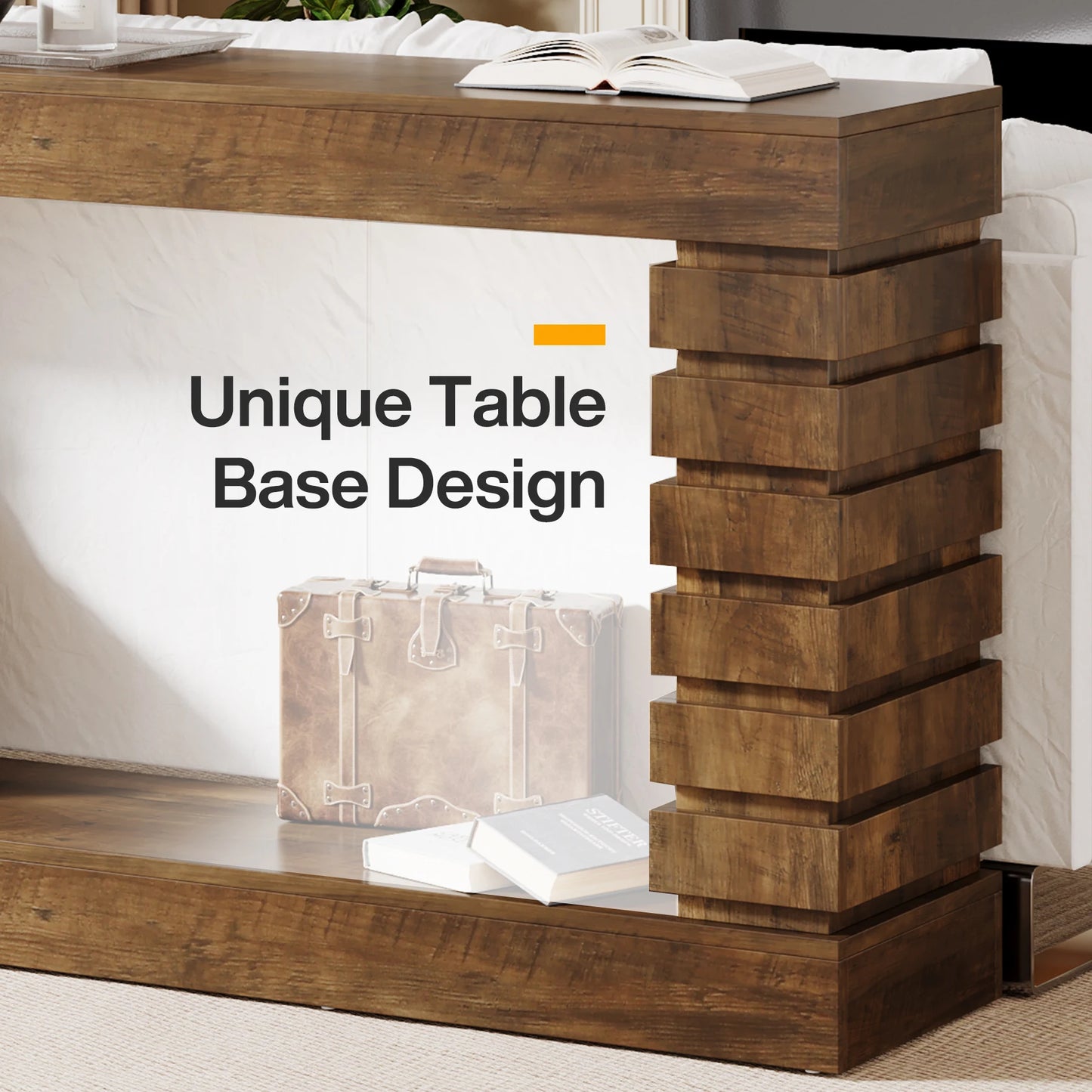 MonoWood 70.8-Inch Long Console Table, Wood Entryway Table with Storage, Narrow Sofa Table Couch Table for Living Room