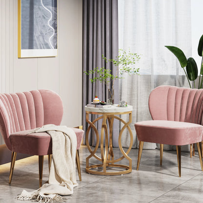 MonoWood Modern Round End Table with Thick Wood Top, 20“ Side Table Cocktail Table with Unique O-Shaped Base