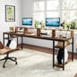MonoWood 78.74 Inches Extra Long Two-Person Desk, Double Computer Desk with Monitor Stand and Storage Shelves, Work Table