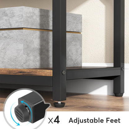 MonoWood Modern 8-Tier Staggered Bookcase -, Wide Wood Etagere Shelving Unit