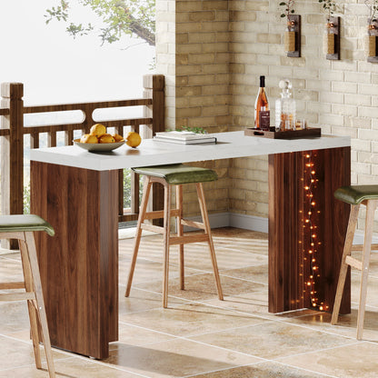 MonoWood Home Bar Unit, 55.12-Inch Bar Table with a Faux Marble Finished Tabletop, Modern Freestanding Mini Bar