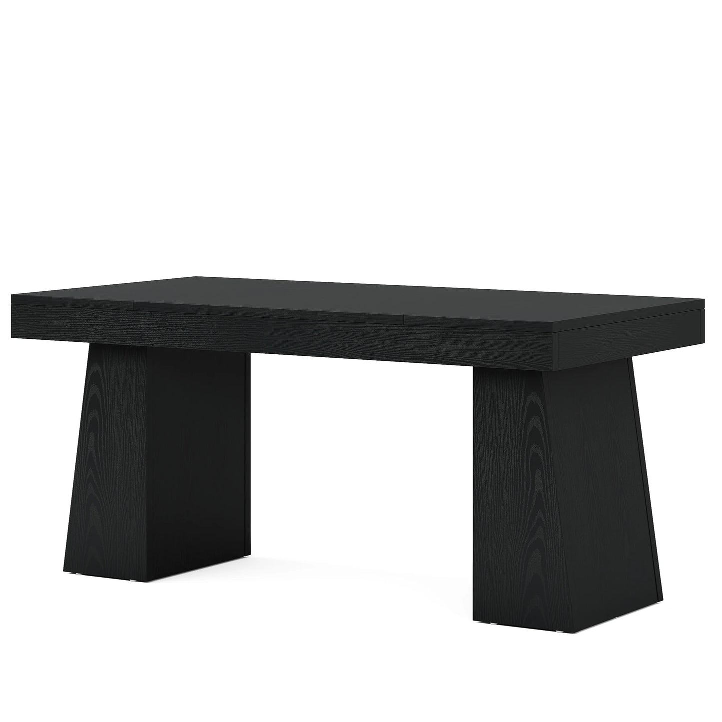 MonoWood 55 Inches Executive Desk, Mid-Century Modern Home Office Desk with Double Trapezoid Base, Wood Computer Desk