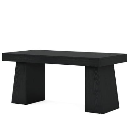 MonoWood 55 Inches Executive Desk, Mid-Century Modern Home Office Desk with Double Trapezoid Base, Wood Computer Desk