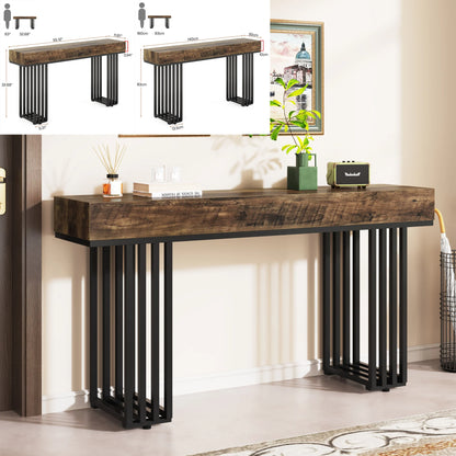 MonoWood 63-Inch Long Console Table, Farmhouse Wooden Sofa Table Behind The Couch, Narrow Entryway Table for Entrance, Hallway