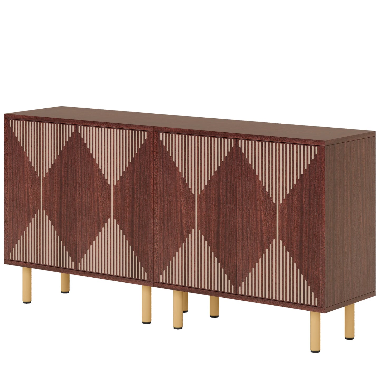 MonoWood Modern Natural Storage Cabinet, Freestanding Floor Cabinet, 59 inches Sideboard, Wood Buffet Cabinet