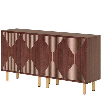 MonoWood Modern Natural Storage Cabinet, Freestanding Floor Cabinet, 59 inches Sideboard, Wood Buffet Cabinet