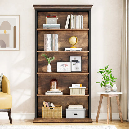 MonoWood 6-Tier Bookcase, 71 Inches Industrial Bookshelves and Bookcases, Floor Standing 5 Shelf Display Storage Shelves