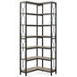 MonoWood 7-Shelf Corner Bookshelf,Large Modern Corner Bookcase, 7-Tier Tall Corner Shelf Storage Display Rack with Metal Frame