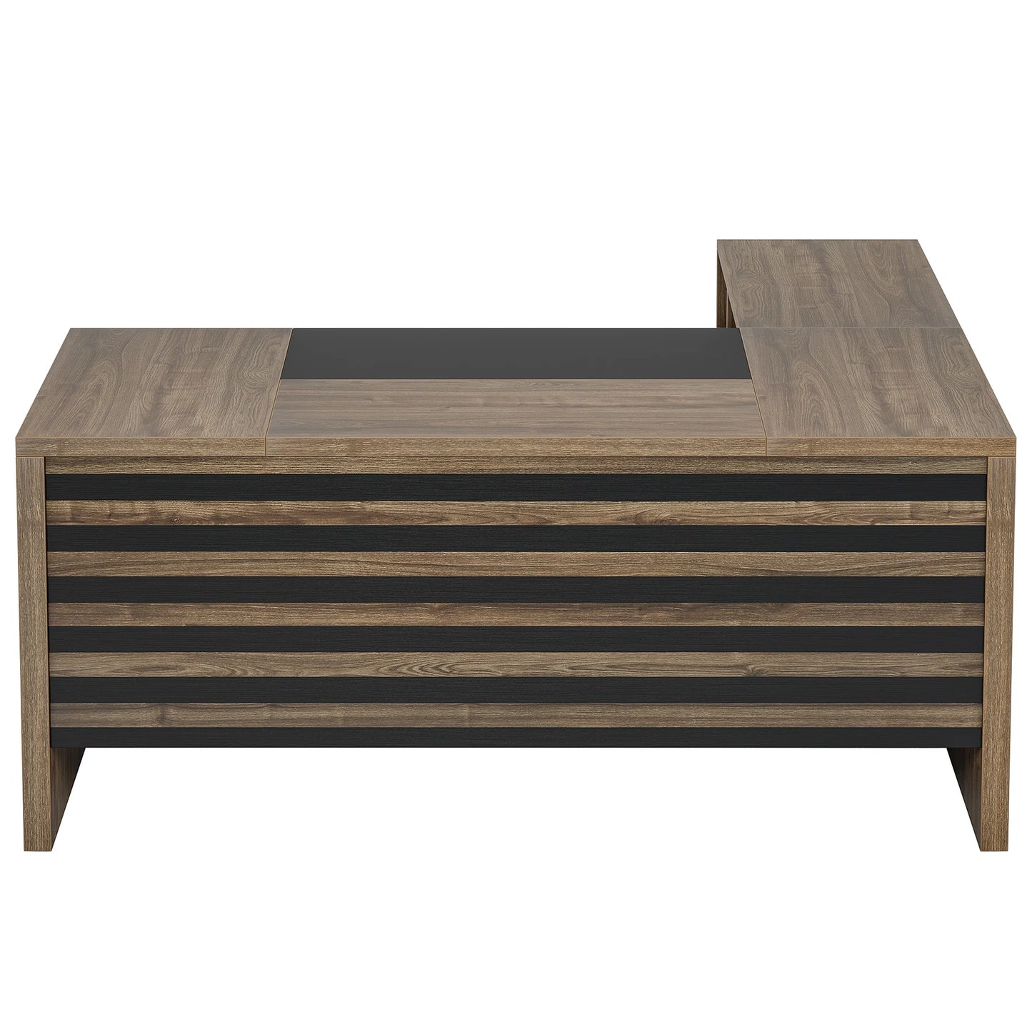 MonoWood 62.2" Executive Desk with Mobile File Cabinet, L-Shaped Office Desk with Storage Shelves, Large Computer Desk