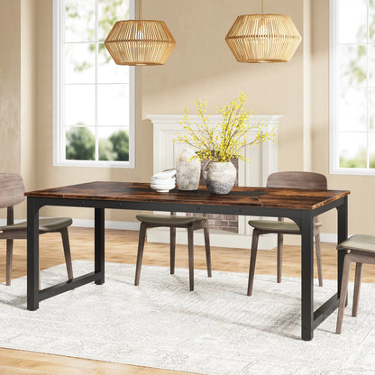 MonoWood Kitchen Modern Industrial Dining Table for 6-8 Person with Metal Frame