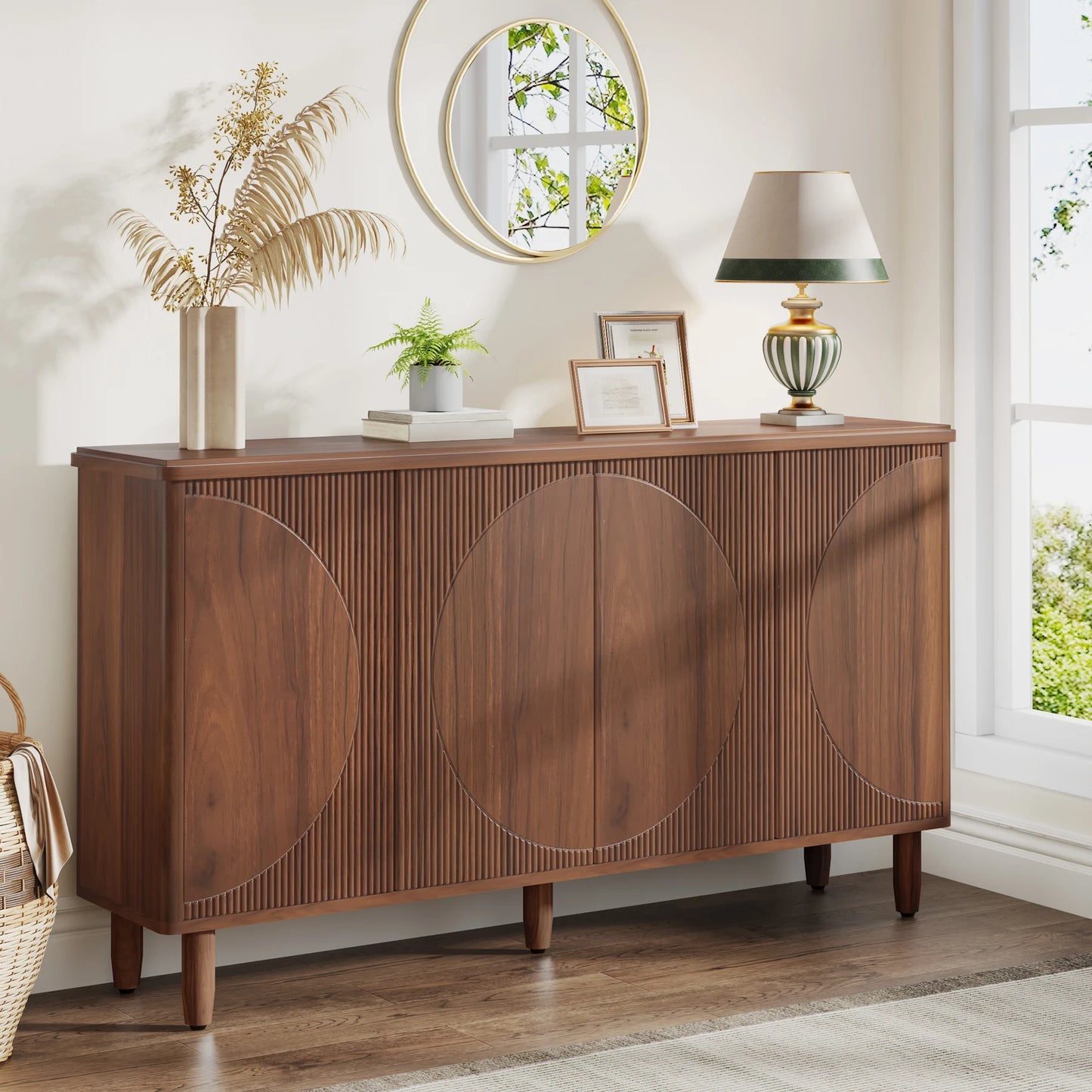MonoWood Buffet Cabinet Sideboard with Storage, Modern Storage Cabinet Sideboard Buffet Table with Doors for Living Room