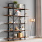 MonoWood 5-Tier Bookshelf, Vintage Industrial Style Bookcase 72 H x 12 W x 47L Inches