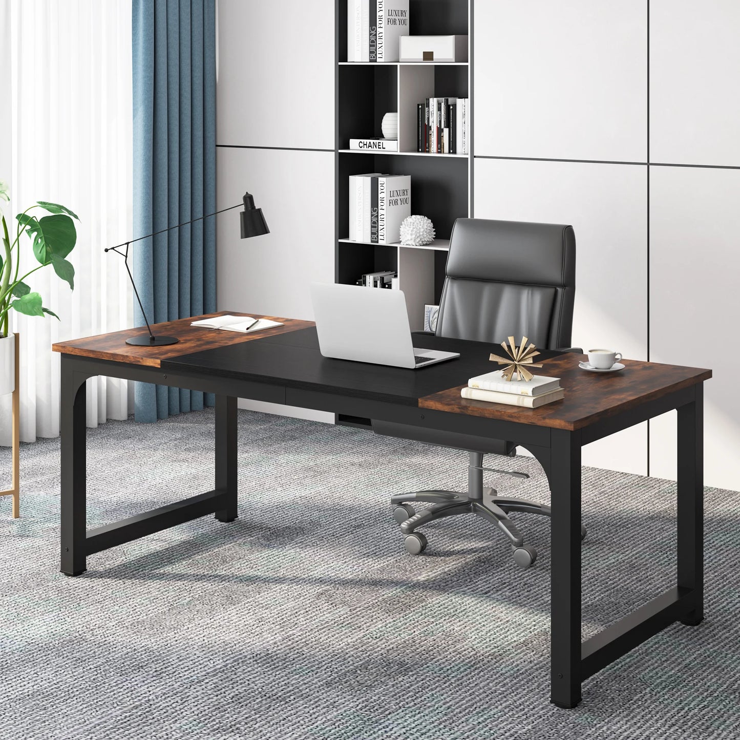 MonoWood Modern Computer Desk Large Office Desk Computer Table Study Writing Desk Workstation for Home Office