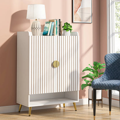 MonoWood 7-Tier Shoe Cabinet with Doors, Shoe Storage Cabinet with Adjustable Shelves, Wooden Shoes Rack Shoe Storage