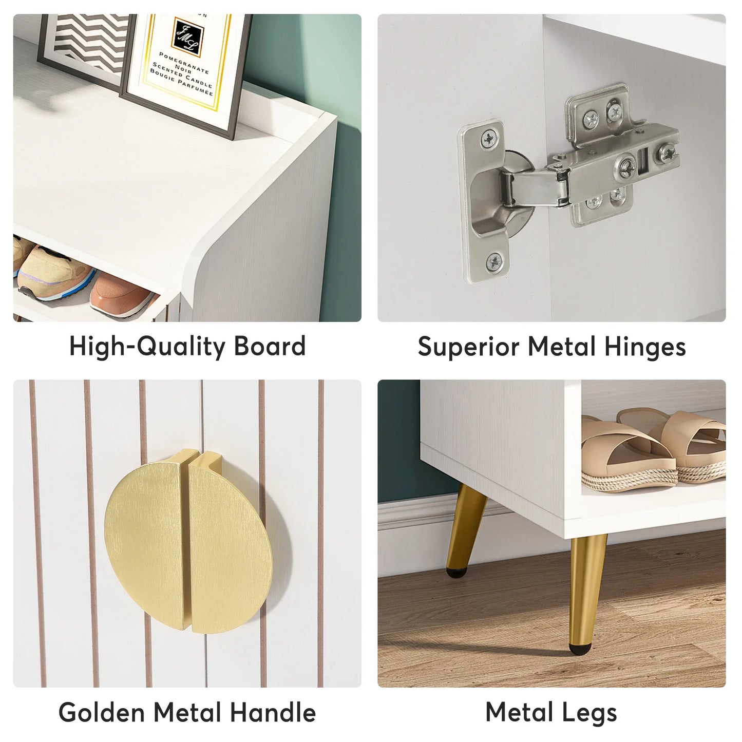 MonoWood 7-Tier Shoe Cabinet with Doors, Shoe Storage Cabinet with Adjustable Shelves, Wooden Shoes Rack Shoe Storage