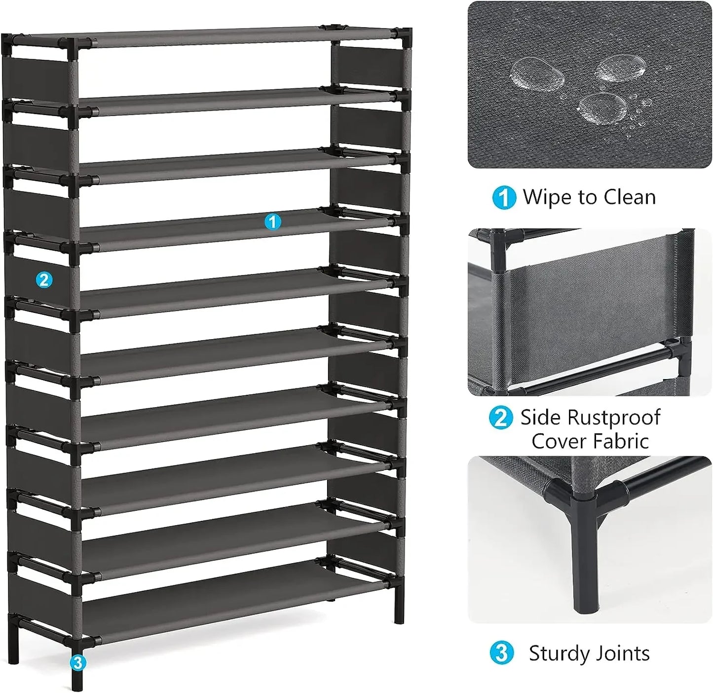 MonoWood Simple Black Shoe Rack Metal Shoe Shelf Footwear Amazing Space Saving Shoes Organizer