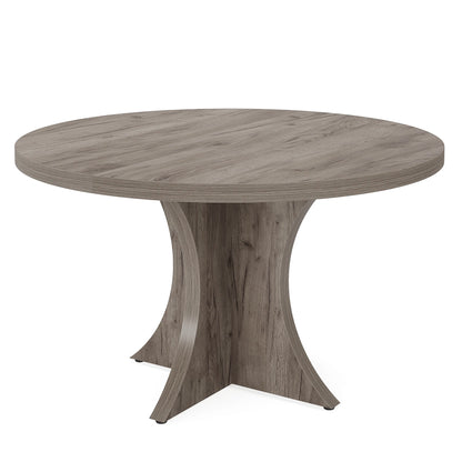 MonoWood Round Dining Table for 4-6, 47.24-Inch Farmhouse Kitchen Table, Wood Dining Table with Pedestal Base,  Dinner Table