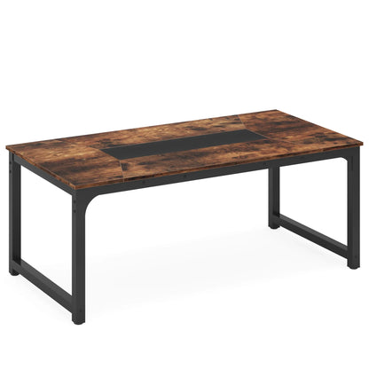 MonoWood Kitchen Modern Industrial Dining Table for 6-8 Person with Metal Frame