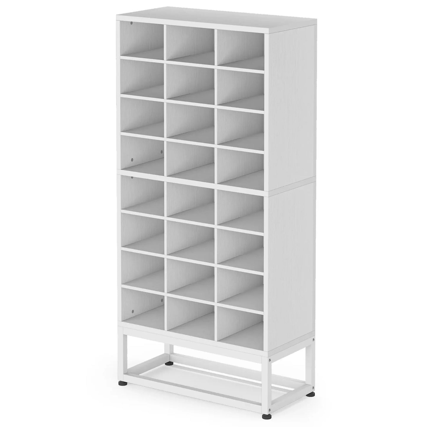 MonoWood Wooden Shoe Cabinet 8-Tier Display Shelf Rack Stand White Wood Cube Shelf