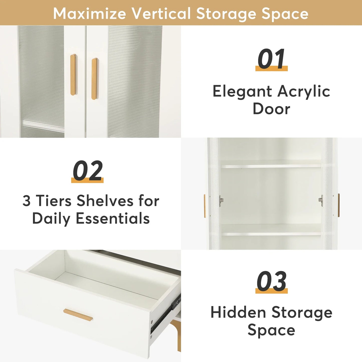 MonoWood Bookcase with LED Light and Doors Bookshelf with Storage Drawers