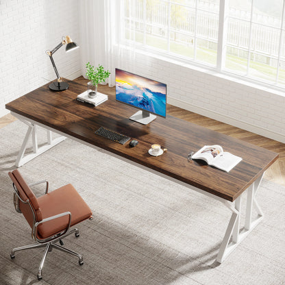 MonoWood 78.7-Inch Executive Desk, Large Computer Office Desk Workstation, Laptop Desk Study Writing Table Business Furniture