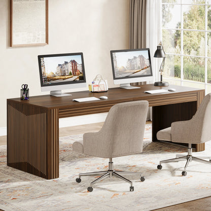 MonoWood 79-Inch Extra Long Desk, Two Person Double Desk for Home Office, Wooden Long Computer Desk Writing Table for Office