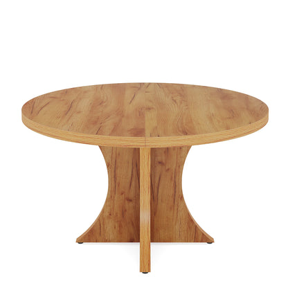 MonoWood Round Dining Table for 4-6, 47.24-Inch Farmhouse Kitchen Table, Wood Dining Table with Pedestal Base,  Dinner Table